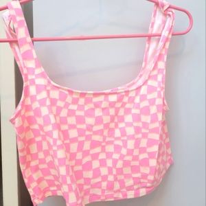 Barbie pink Forever 21 checkered crop top size Large